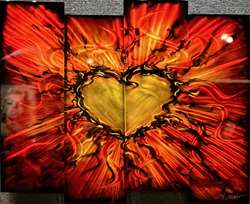 Chris DeRubeisArt title4 Panel Sleek Flaming Heart 48x38