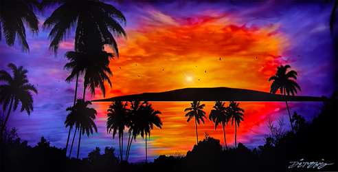 Chris DeRubeisArt titleLahaina Sunset 22x44